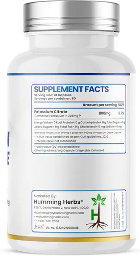 Miniatura 2 de Citrato de potasio 800 mg (306 mg de potasio elemental) – electrolitos y apoyo para el equilibrio del pH – vegano, sin OMG – 60 cápsulas