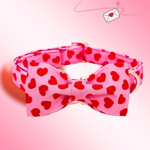 Miniatura 3 de Lionheart glory Collar de lazo para perro para el día de San Valentín, collar de perro para perros grandes, collares de perro con corazones con A