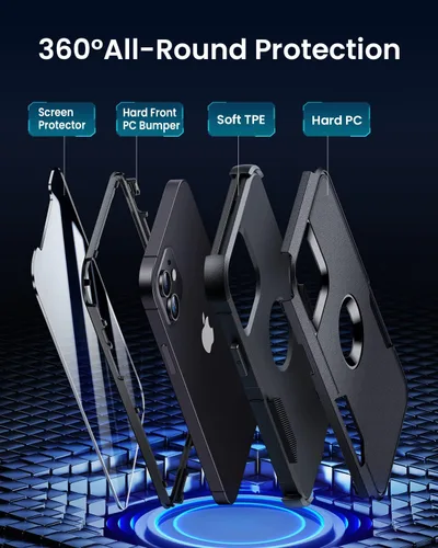 Miniatura 3 de FireNova Funda protectora resistente 3 en 1 para iPhone 12, con protector de pantalla de vidrio templado, a prueba de golpes y caídas, funda