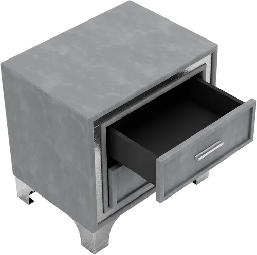 Miniatura 5 de HomSof Mesita de noche de 2 cajones con patas de metal para dormitorio, mesita de noche de mediados de siglo totalmente montada, excepto patas