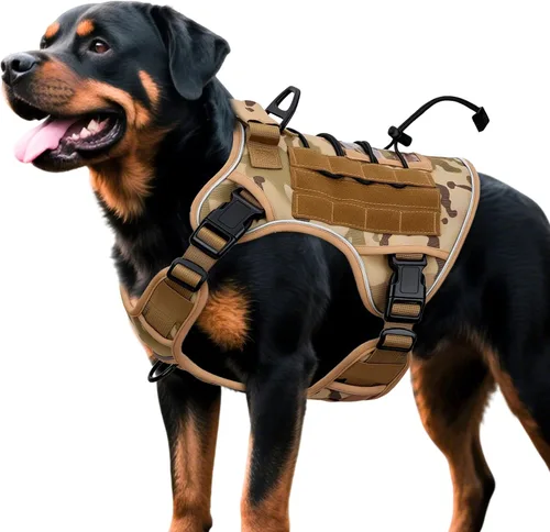 Miniatura 55 de Arnés táctico para perros grandes, chaleco reflectante ajustable sin tirones con sistema Molle, control de grado militar K9 para entrenamiento