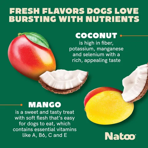 Miniatura 3 de NATOO Golosinas saludables para perros grandes, galletas crujientes sabor coco y mango, golosinas naturales para perros, ricas en Omega 6