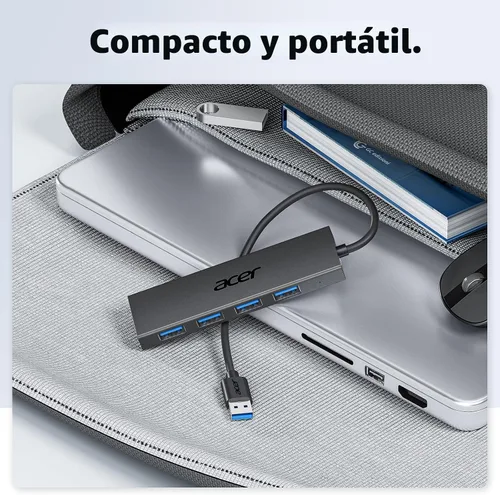 Miniatura 8 de Acer - Hub USB de 4 puertos, hub múltiple USB 3.0, divisor USB A para portátil con puerto de alimentación USB C, extensor USB para portátil