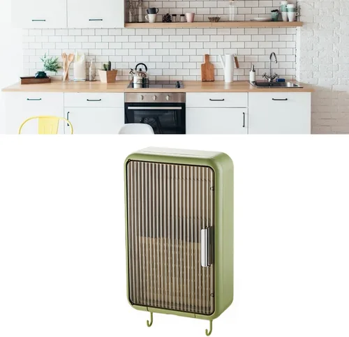 Miniatura 4 de Organizador de palillos montado en la pared, a prueba de polvo, almacenamiento de utensilios de cocina con tapa, adecuado para cucharones, tenedores