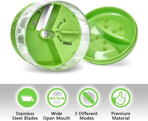 Miniatura 4 de Cortador espiralizador de verduras 3 en 1, máquina ajustable de fideos de zanahoria y calabacín, cortador en espiral de pepino, herramienta de Verde