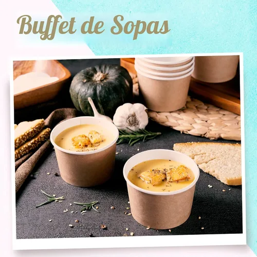 Miniatura 2 de MATICAN Vasos de papel para helado, 50 cuencos de postre desechables de 9 onzas para alimentos calientes o fríos, suministros de fiesta de 9 onzas