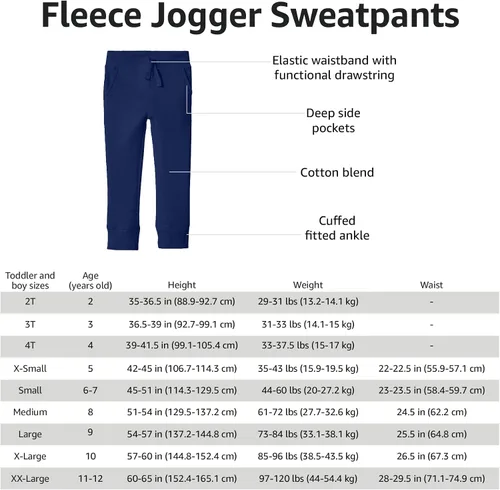 Miniatura 5 de Tienda Essentials Boys and Toddlers' Fleece Jogger Sweatpants, Multipacks