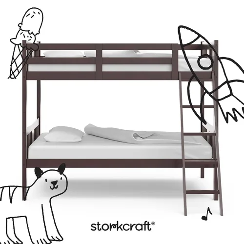 Miniatura 5 de Storkcraft Caribou Litera Twin sobre Twin Litera (Espresso) - Certificado GREENGUARD Gold, Literas Twin para Niños, Se Convierte en 2 Camas Twin