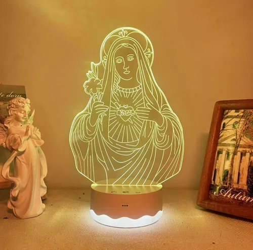 Miniatura 15 de Attivolife Luz Nocturna de Ilusión 3D de Jesús, Lámpara LED Óptica del Sagrado Corazón de Jesús con 16 Cambios de Color, Control Remoto + Jesús2