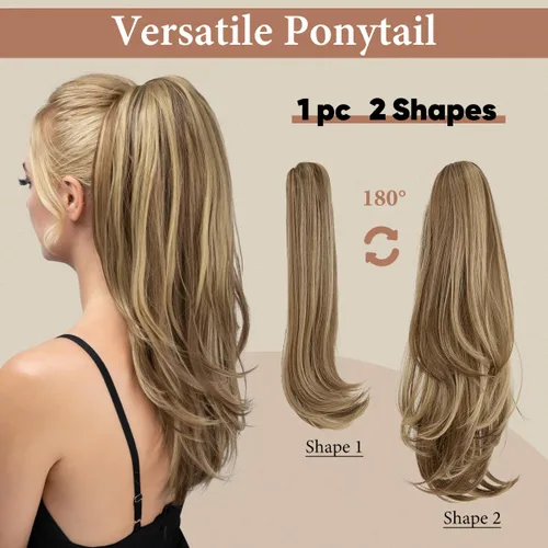 Miniatura 2 de Extensión de cola de caballo con clip de 18 pulgadas, extensiones de cabello de cola de caballo para mujeres, pieza de cabello de cola de caballo