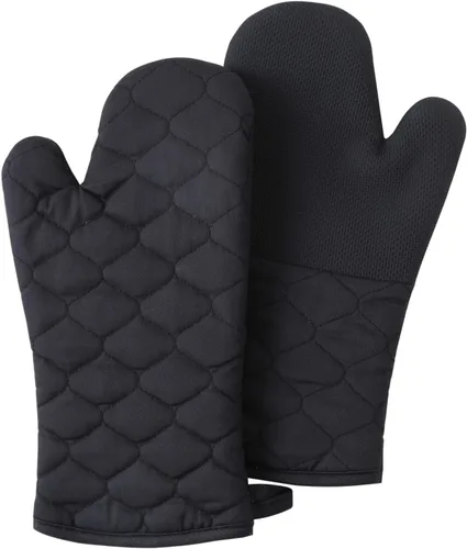 Glynniss Guantes de horno resistentes al calor, 2 guantes de silicona para horno, superficies de agarre antideslizantes, guantes de cocina para
