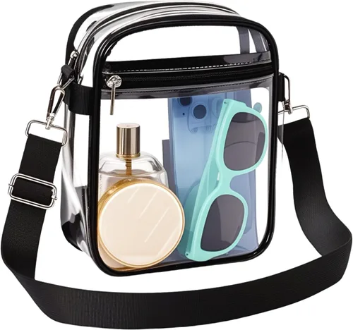 Bolsa transparente para eventos de estadio, bolso transparente con correa extraíble, bolsa de mensajero para conciertos, trabajo, deportes y fiestas