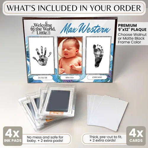 Miniatura 4 de Kit de manos y huellas sin tinta, placa de recuerdo de bebé y regalos de baby shower, ideal como regalo de mamá, marcos de fotos de guardería, kit