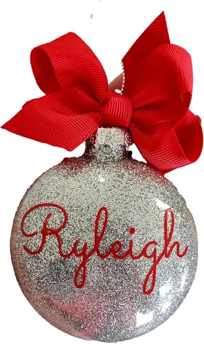 Miniatura 15 de Adorno de Navidad personalizado relleno de purpurina hecho a medida, regalo ideal para fiesta de intercambio de regalos de oficina (Aqua)