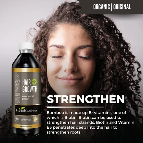 Miniatura 3 de Hair Growth Plus 12oz – Producto de bambú para el cabello con colágeno, queratina y vitaminas para mujeres y hombres – Cabello saludable, piel
