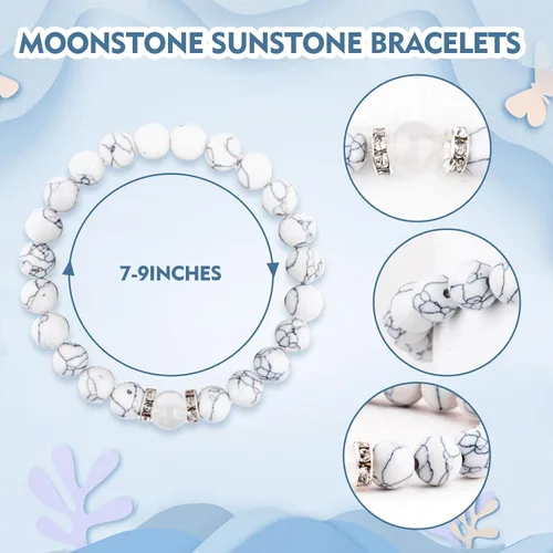 Miniatura 15 de 2 pulseras magnéticas para parejas, piedra natural negra mate, cristal para votos de amor eterno, juego de pulseras de cuentas de piedra de energía