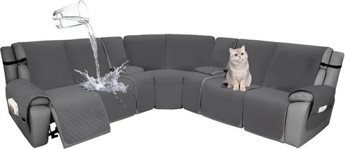 Miniatura 101 de Fundas de terciopelo 10% impermeables para sofá modular reclinable en forma de L, 1 pieza, fundas acolchadas para sofá reclinable esquinero, juego