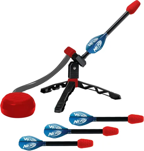 Lanzador de cohetes de juguete NERF para niños - Cohetes de salto Rip Rocket + Lanzador - Juego para niños y niñas con plataforma de pisada + juego