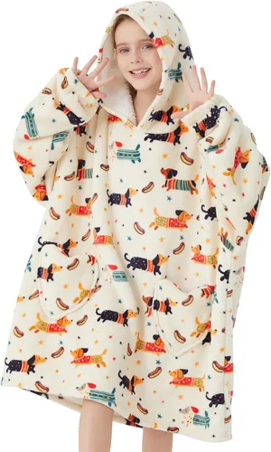 Miniatura 24 de Mewkou Manta con Capucha Portátil para Niños Sudadera con Capucha de Sherpa Extra Grande para Niños, Niñas y Niños Pequeños de 2 a 6 años