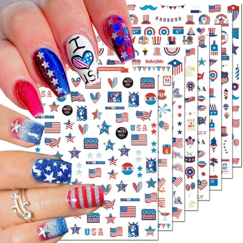 Miniatura 22 de Calcomanías de uñas de gato, 8 hojas de calcomanías autoadhesivas 3D con diseño de gato dorado, plateado, negro, blanco, para niños, niñas, mujeres