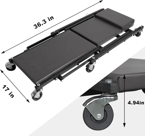 Miniatura 9 de Torin 36" Plataforma rodante plegable para auto, plataforma de taller para auto 2 en 1, plataforma para taller de auto, capacidad de 300 libras