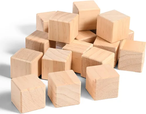 Miniatura 7 de Cubos de madera, bloques de madera natural de 1.5 pulgadas, 10 bloques cuadrados sin terminar con esquinas redondeadas para manualidades, bloques