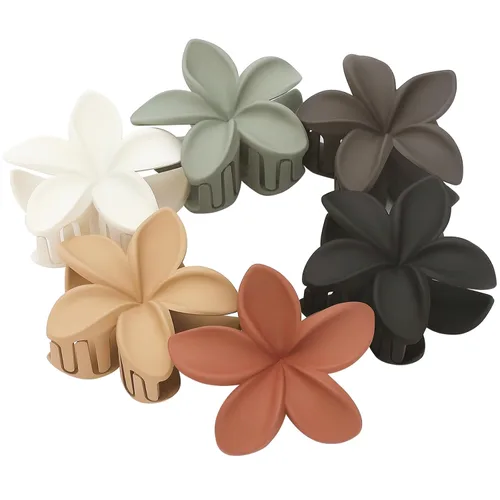 Miniatura 2 de Sisiaipu - Pinza para el cabello, 6 piezas, grandes, con forma de flor, para cabello grueso y mediano, pinzas para el cabello con flores hawaianas