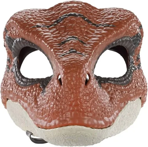JURASSIC WORLD - Máscara velociraptor inspirada en la película con mandíbula de apertura, textura y color realistas, aberturas de ojos y nariz y