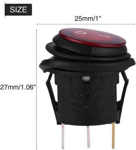 Miniatura 5 de Interruptor basculante de 3 pines, 220 V, 2 unidades, 12 V, 20 A, 3 pines, resistente al agua, interruptor basculante de 220 V, para automóvil