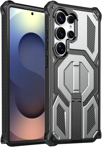 Miniatura 10 de Funda magnética para Samsung Galaxy S24 FE con soporte y protector de pantalla [compatible con Magsafe] antideslizante, cuerpo completo, doble capa