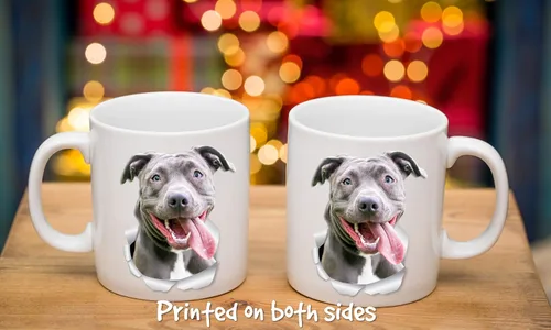 Miniatura 6 de Winston & Bear Happy Pit Bull Mug - Taza de café de cerámica de 15 onzas, regalo para los amantes de los perros