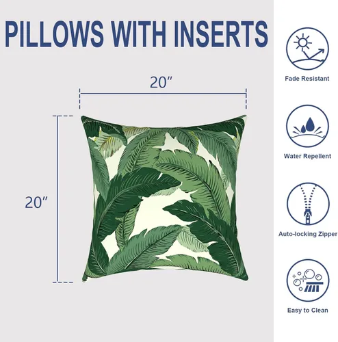 Miniatura 894 de Juego de 2 almohadas para exteriores de 16 x 16 pulgadas, repelentes al agua con interiores, para muebles de patio, hogar, jardín, geometría bohemia