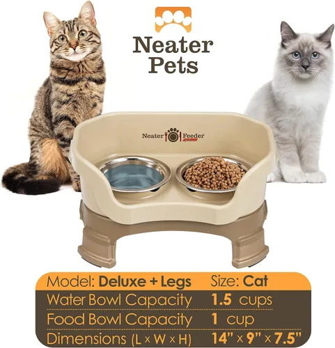 Miniatura 4 de Neater Feeder Deluxe - Tazones elevados de lujo para gatos a prueba de desorden para todas las razas, fabricados en Estados Unidos, tazones elevados