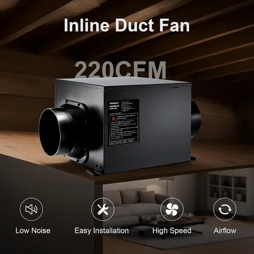 Miniatura 2 de GROWNEER - Ventilador de escape de baño en línea de 15 cm, ventilador de ventilación de 220 CFM con control remoto, ventilador de techo de 5