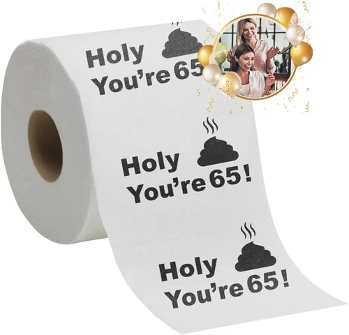 Papel higiénico para decoración de cumpleaños número 65 para hombres y mujeres, diseño divertido, gran regalo divertido de broma, ecológico,