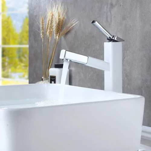 KAIYING Grifo de Fregadero de Recipiente Extraíble para Baño, Grifo de Lavabo de un Solo Orificio con Rociador Extraíble, Grifo Mezclador de Una