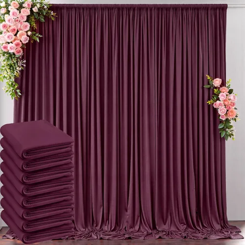 Miniatura 85 de Cortinas de telón de fondo blanco de 30 pies x 8 pies para fiestas de boda, 6 paneles de 5 pies x 8 pies, cortinas de fotografía de poliéster sin