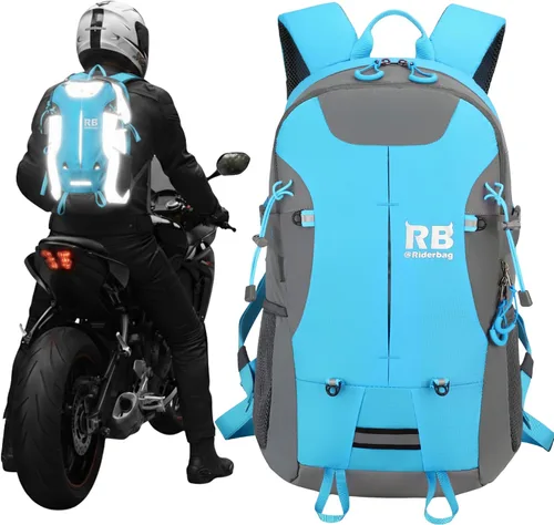 Miniatura 13 de Mochila reflectante para motocicleta – Bolsa EDC de alta visibilidad para motociclistas, desplazamiento nocturno, viaje, equipaje con compartimento