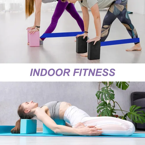 Miniatura 7 de PATIKIL Bloques de yoga y bandas de resistencia, paquete de 2 bloques de yoga de espuma EVA de alta densidad a granel de 9 x 6 x 3 pulgadas, Azul