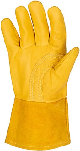 Miniatura 3 de John Tillman - Guantes de soldador MIG de alta calidad con forro de espuma de cerdo marrón extra grande, con pulgar recto, puño de 4 pulgadas