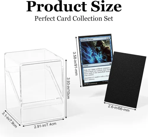 Miniatura 3 de YSCare Paquete de 2 Cajas para Mazos de Cartas, Estuche para Mazo y 200 Fundas para Tarjetas con Divisores, Caja de Almacenamiento Commander Negro