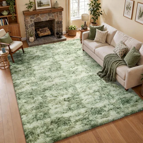 Miniatura 99 de Ophanie Alfombra Verde de Césped, Alfombras de Área para Dormitorio, Alfombra Shag Esponjosa de 4x6 pies, Suave Peluda Afelpada Linda para Niños 7