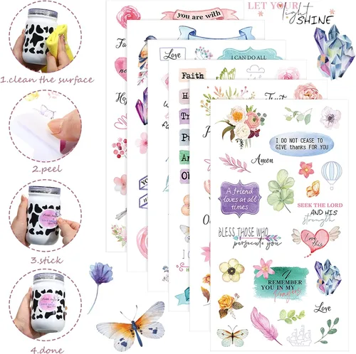 Miniatura 3 de 30 hojas de calcomanías cristianas para diario, versículos bíblicos, álbumes de recortes de Jesús, fe, sellos, manualidades, calcomanías