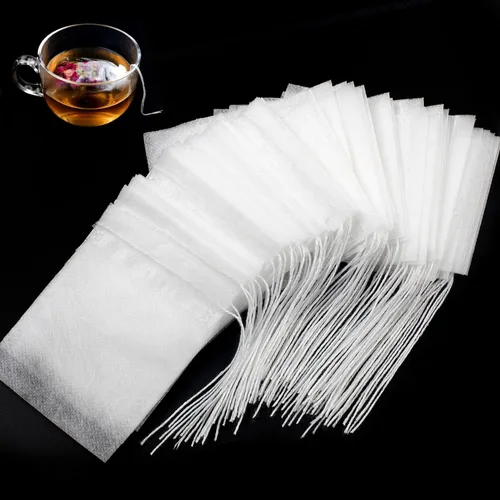 Miniatura 10 de 100 bolsas de té grandes – Bolsas de filtro de té vacías desechables sin desorden bolsas de malla con cordón para concentrado/café helado, hierbas