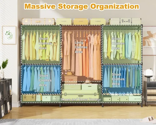 Miniatura 3 de ULIFHOME E14 Max - Perchero de ropa resistente, percheros independientes para colgar ropa, organizadores de armario ajustables y almacenamiento