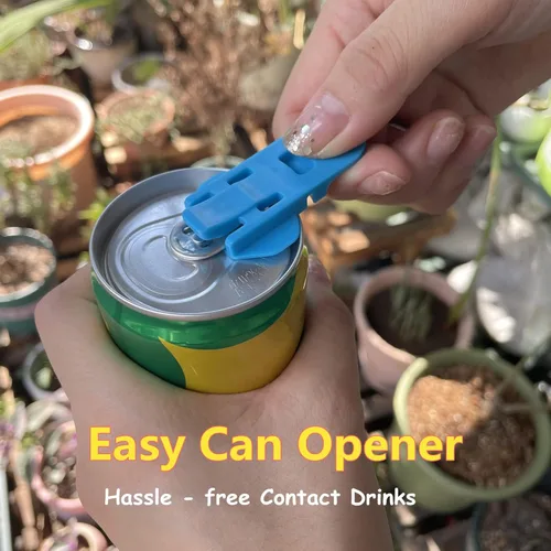 Miniatura 2 de Abrelatas manual fácil, paquete de 6 abridores de latas de cerveza de soda colorida y protector de latas de bebidas, escudos de plástico de alta