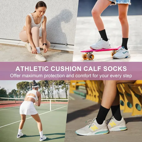 Miniatura 7 de Calcetines deportivos de compresión acolchados para mujer, 5 pares
