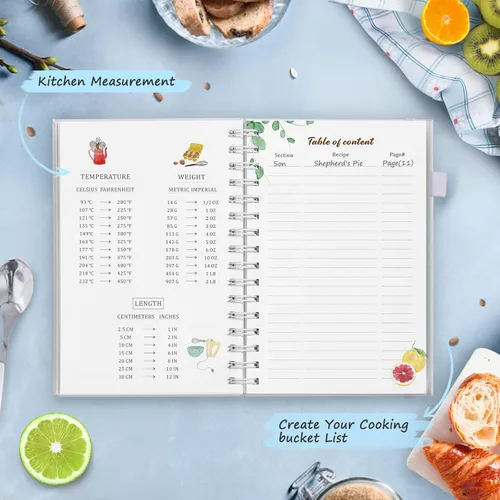 Miniatura 5 de JUBTIC Libro de recetas para escribir en tus propias recetas, cuaderno de recetas personal en blanco de 7 x 10 pulgadas, diario de recetas de tapa