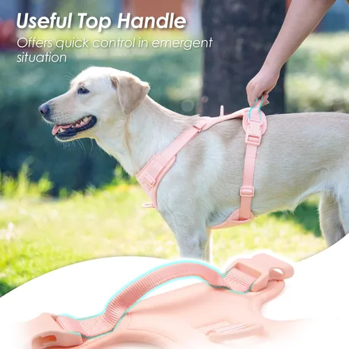 Miniatura 4 de Arnés sin tirones para perro, chaleco para cachorros con clip frontal para perros pequeños, medianos y grandes (rosa claro, XL)