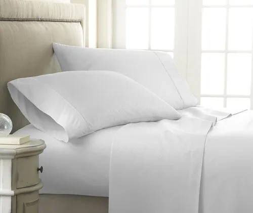 Miniatura 19 de ienjoy Home - Juego de sábanas de 4 piezas con estampado a cuadros en relieve, color crema 2-Crema a cuadros